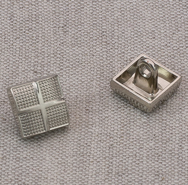 Пуговица металл ПМ63 10мм никель квадрат, 2135001265054