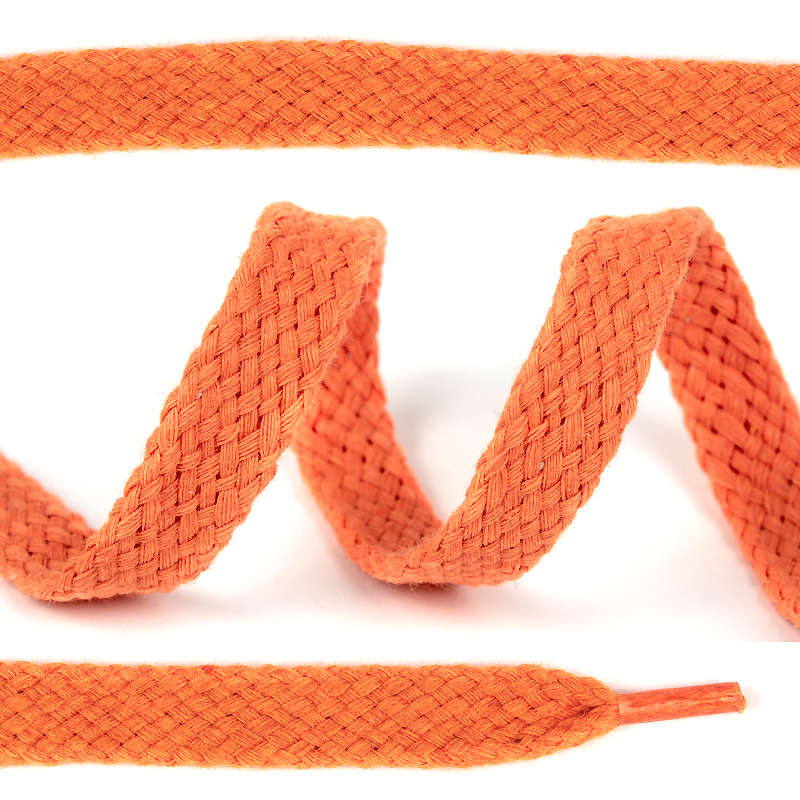 Шнурки плоские 15мм х/б дл.150см цв.008 оранжевый (10 комп), 00110377