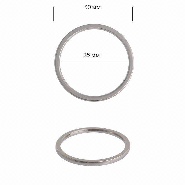 Кольцо металл TBY-3B13549.2 30мм (внутр. 25мм) цв. никель уп*10шт