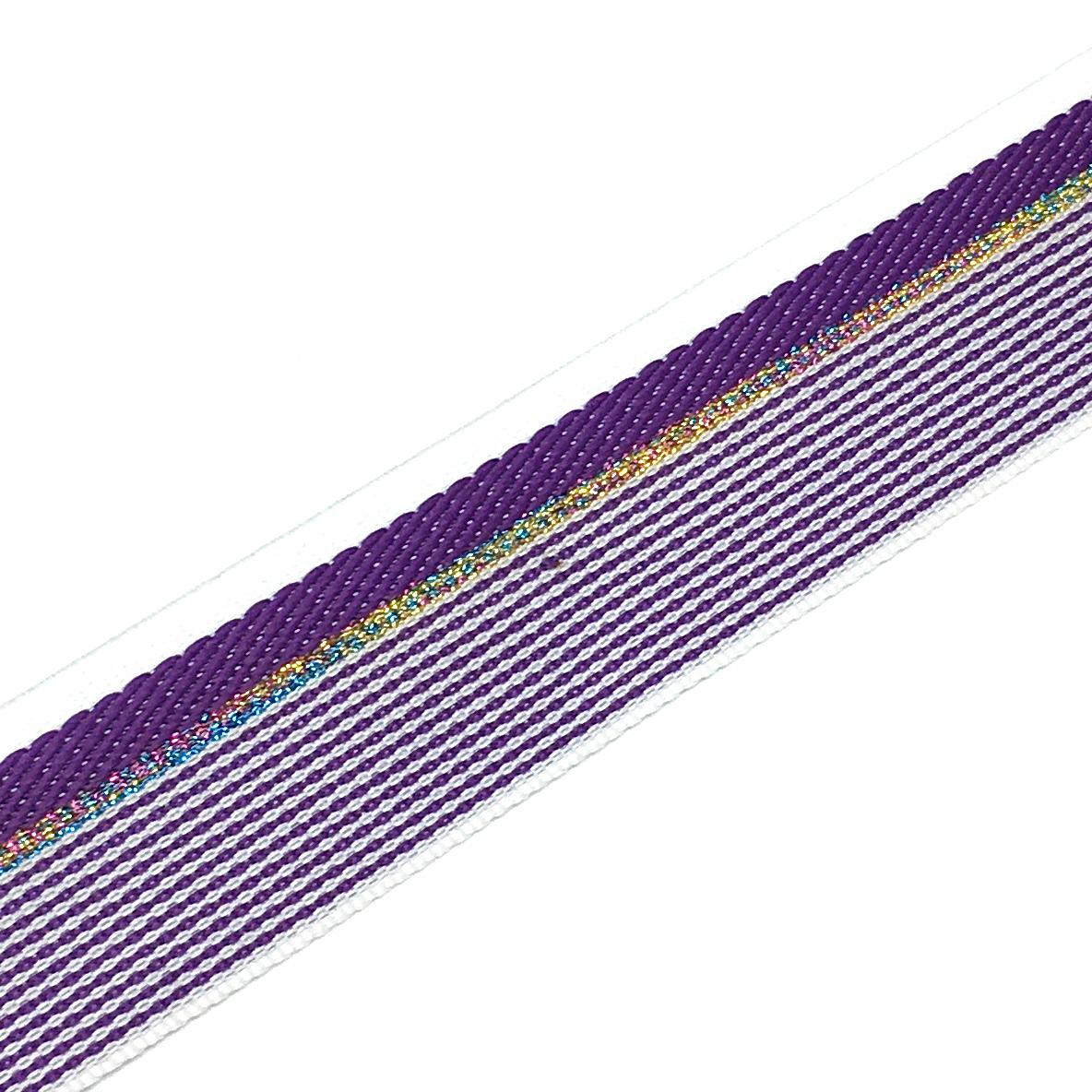 Тесьма фиолетовый белый строчка люрекс 2,8см 1 метр