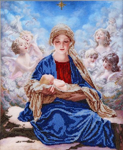 БН-3086 Набор для вышивания бисером Hobby&Pro 'Богородица с ангелами', 30*36 см