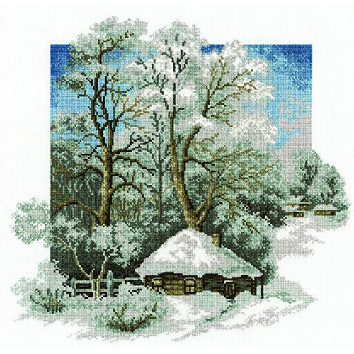680 Набор для вышивания Hobby&Pro 'Зима в деревне',28*27 см