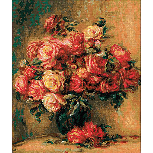 1402 Набор для вышивания Riolis по мотивам картины Пьера Огюста Ренуара 'Букет роз', 40*48 см